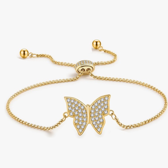 NEW 14K Gold Plated Dainty Butterfly Bracelet